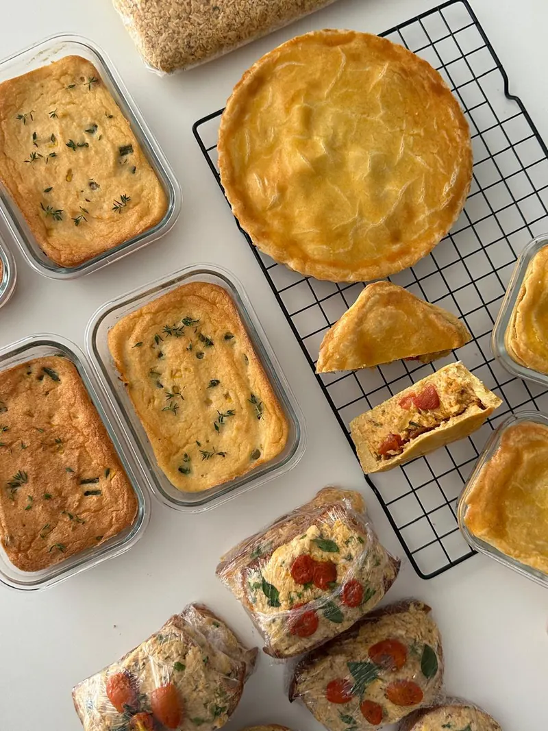 Tortas, quiches e pães prontos para congelar